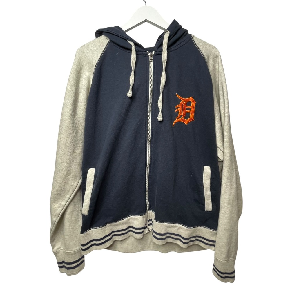 Soft as a Grape Detroit Tigers MLB Full Zip Hoodie Navy Gray Womens Size 3X